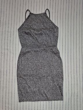 Oh My Love Silver Glitter Metallic Mini Dress